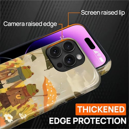 Magnetic for iPhone 14 Pro Case,[Compatible with Magsafe] Dual Layer Protective Heavy Duty Shockproof Rugged Drop Protection Bumper Hybrid Case - Rain Frog and Toad - color: Rain Frog and Toad, size: iPhone 14 Pro