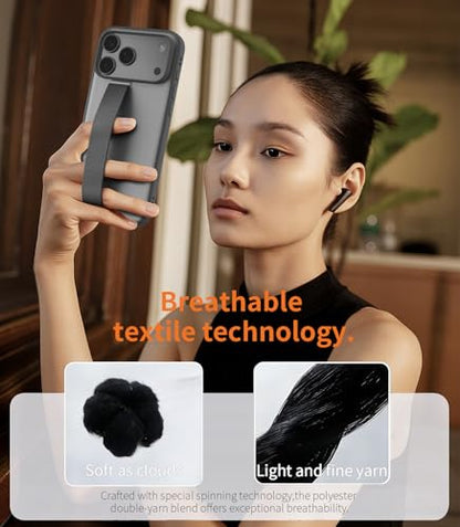 for iPhone 17 Pro Max Case with Elastic Hand Strap and Finger Ring Grip - color: Black, size: iPhone 17 Pro Max