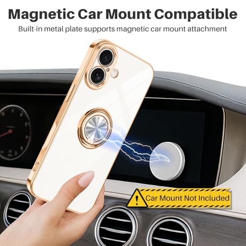 Dinick White for iPhone 17 Case with Ring Holder Kickstand - color: White, size: 6.3'' iPhone 17