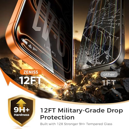 NeverBreak 9H+ Hardness for iPhone 17 Pro Max Privacy Screen Protector 12FT Military Grade Protection (Scratch, Shatter, Drop Resistance) Tempered Glass Full Coverage 6.9", 2 Pack with De-Bubble Card - size: iPhone 17 Pro Max