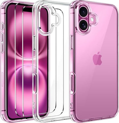Phone Case Compatible with iPhone 16, Clear Case Non-Yellowing Protective Bumper Hard Back Cover for 6.1 Inch