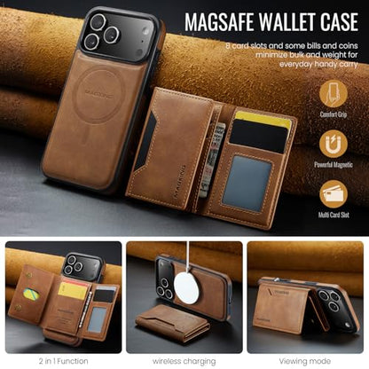 K2 2 in 1 Detachable Magnetic Phone Cases Compatible with iPhone 17 Pro Max Case with Card Holder RFID Blocking, Compatible with Magsafe Wallet, Leather 6.9'' (Brown, iPhone 17 Pro Max) - color: Brown, size: iPhone 17 Pro Max