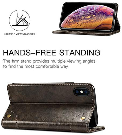 iPhone XR Case, SINIANL Leather Wallet Folio Case Book Design Flip Cover with Stand and ID Credit Card Slot Magnetic Closure for iPhone XR 6.1 inch 2018 - color: Black, size: iPhone XR (6.1 inch)