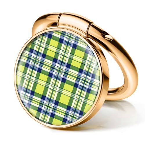 Cell Phone Ring Holder, Cute Phone Ring Grip Stand, 360°Rotation Funny Metal Kickstand Finger Grip Colorful Plaid - color: Colorful Plaid