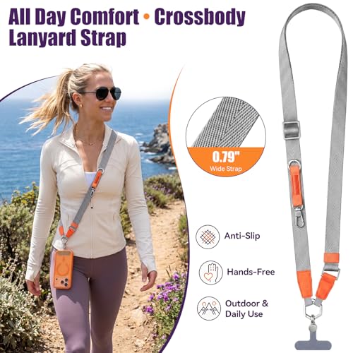 Phone Lanyard, Adjustable Anti-Theft Neck Strap, Gray - color: Gray