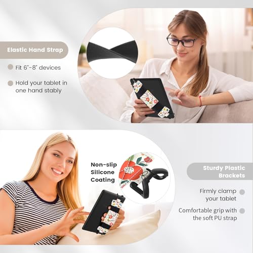 MoKo Soft Hand Strap for 6-8" Kindle eReaders Fire Tablet, Full Flowers - color: Full Screen Flowers, style: Soft Pu Strap