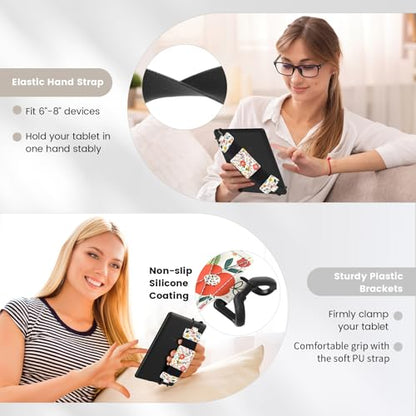 MoKo Soft Hand Strap for 6-8" Kindle eReaders Fire Tablet, Full Flowers - color: Full Screen Flowers, style: Soft Pu Strap