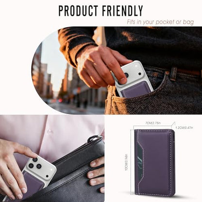 For MagSafe Wallet,Magnetic Card Holder RFID Blocking Wallet with 5 Card Slots & Cash Pocket For iPhone 17/16/ 15/14/ 13/12/ Pro/Max/Plus/Air Purple - color: Purple