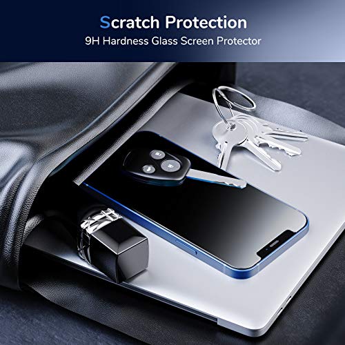Syncwire Privacy Screen Protector for iPhone 12 / iPhone 12 Pro, Anti-Spy Shatterproof Tempered Glass [True 28°Anti Spy] [9H Hardness] [Easy Installation Frame] Black Protector for iPhone 6.1", 2 Pack - size: iPhone 12/12 Pro-6.1 Inch