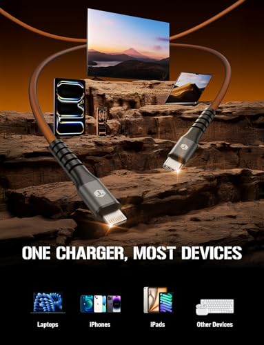 ToughTested 8FT USB-C to Lightning Cable, MFi Certified, 3A Fast Charge