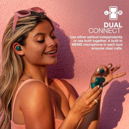 JLab Go Air Pop+ Earbuds, Dual Connect, EQ3 Sound, Teal - color: Teal, style: Matte