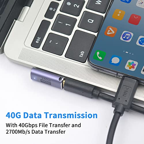 Poyiccot USB C Right Angle Adapter 240W (2-Pack), 90 Degree USB C Adapter, USBC 90 Degree Male to Female Connector Support 40Gbps Data Transfer, 8K@60Hz Video for ipad, MacBook, Thunderbolt 4/3 - size: usb c adapter male to female right angle with LED