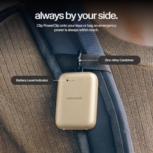 Twelve South PowerClip Mini Portable Power Bank 2000mAh Gold - color: Gold