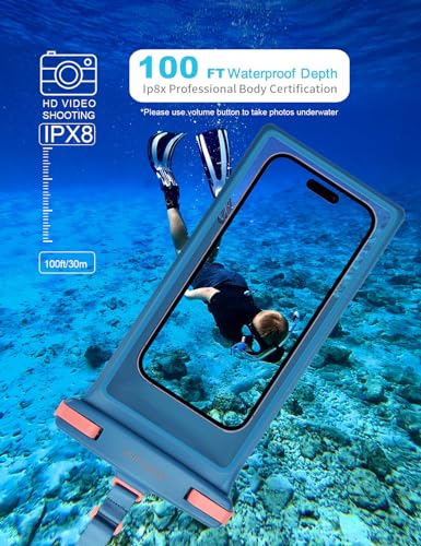 wellhouse Waterproof Phone Pouch, Waterproof Phone Case for iPhone 17 16 15 14 13 Pro Max XS Samsung, IPX8 3D Cellphone Dry Bag Beach Essentials (1 Pack - Blue8.0, 8 inch) - color: 1 Pack - Blue8.0"