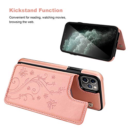 Vaburs for iPhone 11 Pro Max Wallet Case Card Holder Butterfly, Rose Gold - color: Rose Gold