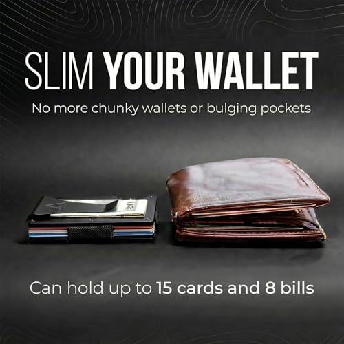Mountain Voyage Minimalist Wallet for Men - Slim RFID Wallet, Scratch Resistant, Credit Card Holder & Money Clip, Easily Removable Money & Cards (Black Titanium) - color: Black Titanium