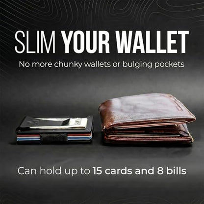 Mountain Voyage Minimalist Wallet for Men - Slim RFID Wallet, Scratch Resistant, Credit Card Holder & Money Clip, Easily Removable Money & Cards (Black Titanium) - color: Black Titanium