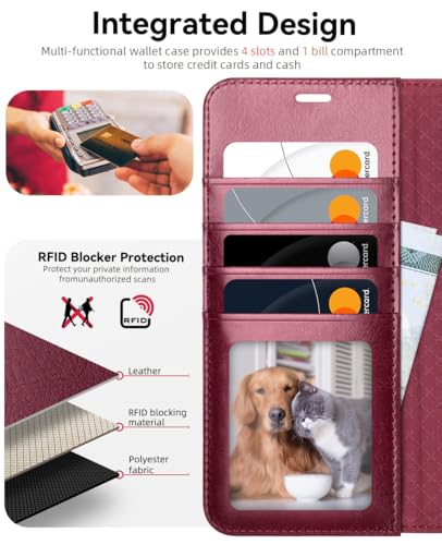 OCASE Compatible with Galaxy S25 FE Wallet Case, PU Leather Flip Folio Case with Card Holders RFID Blocking Kickstand [Shockproof TPU Inner Shell] Protective Phone Cover 2025, Burgundy - color: Burgundy, size: Samsung Galaxy S25 FE