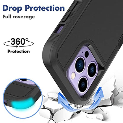 Heavy‑Duty Rugged Anti‑Drop Shockproof Protective Phone Case for iPhone 14 Pro, Durable Protective Shell, Black - color: Black, size: iPhone 14 Pro