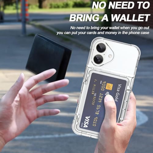 Wallet Case for iPhone 17 with 3 Credit Card Holder Slot Clear | Shockproof Hybrid Heavy Duty Protection Transparent Phone Cover Compatible with iPhone 17 6.3 Inch (Clear) - color: Clear, size: iPhone 17