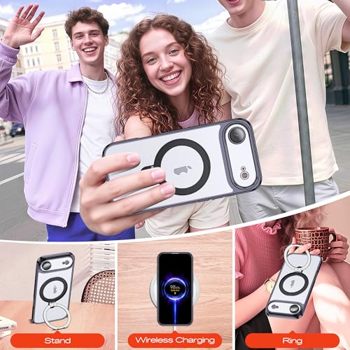 for Plating iPhone Air Case with Magnetic Stand,Black - color: Black, size: iPhone 17 Air