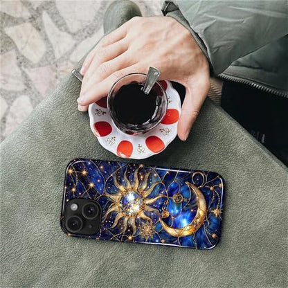 Case Compatible with iPhone 15 Plus, Cute Dual Layer Hybrid Phone Cover, Military Grade Drop Protection, Aesthetic Shockproof Phone Case for Women Girls, Galaxy Sun Moon - color: Galaxy Sun Moon, size: Iphone 15 Plus