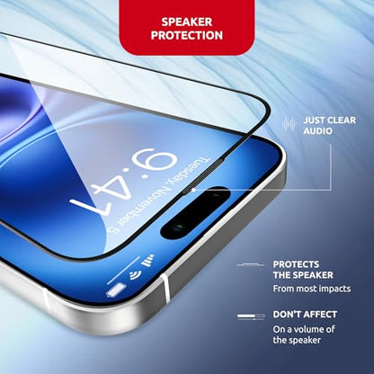 Screen Protector for iPhone 16 Plus – MagicBox Tempered Glass Screen Protectors with 2 Applicators and iPhone 16 Plus Accessories - Edge-to-Edge Protection, 9H Hardness, Oleophobic Coating - size: for iPhone 16 Plus