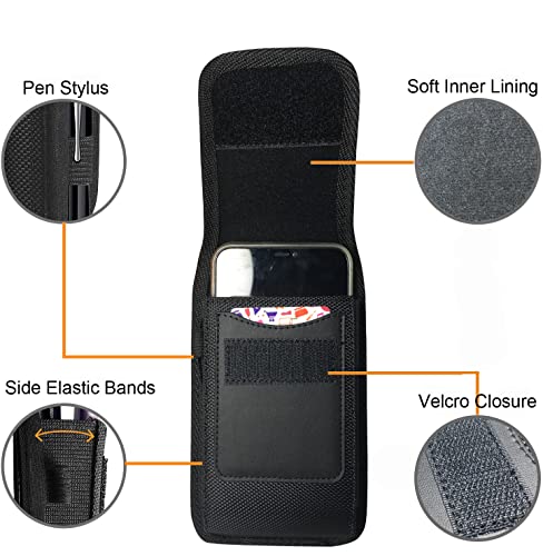 Cell Phone Holsters for iPhone 17 16 15 14 13 12 11 pro max,XR, X, Xs Max,15 Plus,Samsung S24 S23 S22 Note20 Ultra, Nylon Cell Phone Pouch fit with Otterbox Case on (not fit Defender Series) - size: L(5.5"-6.9")