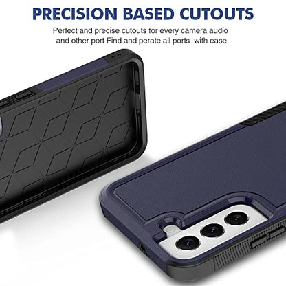 for Samsung Galaxy S22 Plus Case: Dual Layer Protective Heavy Duty Cell Phone Cover Shockproof Rugged with Screen Protector - Military Protection Bumper Tough - Samsung Galaxy S22+ Plus 2022, Blue - color: Navy Blue (PC) + Black (TPU)