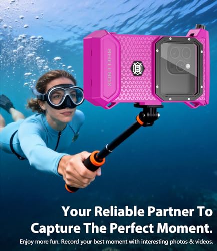 Underwater Phone Case for Snorkeling - Waterproof Touchscreen Diving Housing, Universal Underwater Phone Case for iPhone 16/15/14/13 Pro Max Samsung Galaxy S26/S25/S24 Ultra Up to 6.9'' (Hot Pink) - color: Hot Pink