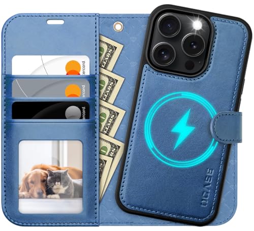 OCASE for iPhone 16 Pro Case Detachable Wallet Case with Card Holder, 2 in 1 Pu Leather Flip Folio with RFID Blocking Stand Wrist Strap Shockproof Phone Cover 6.3 Inch 2024, Light Blue - color: Light Blue, size: iPhone 16 Pro