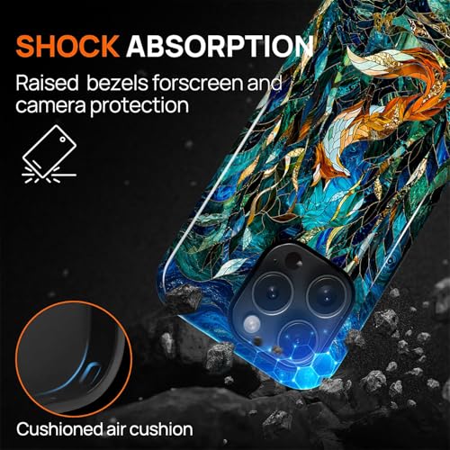 Case Compatible with iPhone 15 Pro, Cute Dual Layer Hybrid Phone Cover, Military Grade Drop Protection, Aesthetic Shockproof Phone Case for Women Girls, Woodland Fox Stained Glass - color: Woodland Fox Stained Glass, size: Iphone 15 Pro