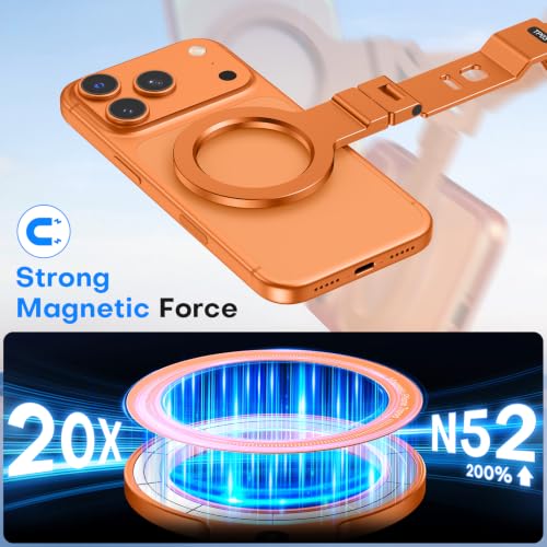 OMOTON TP03 [Ultra-Slim] 360° Rotating for MagSafe Tripod with Hook, Orange - color: Orange
