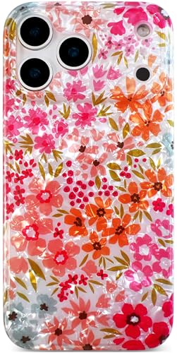 Qokey Case for iPhone 17 Pro Max 6.9" - Sparkle Bling Floral Design Scratch-Resistant, Clear Anti-Yellowing Shell, Military-Grade Shockproof Protection, Soft-Touch Slim Lightweight Cover, Pink Flower - color: Pink Flower
