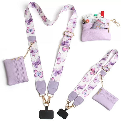 Crossbody Body Phone Holder for Women, New Phone Strap with Zippered Pouch, Adjustable Crossbody Strap - color: Lavender