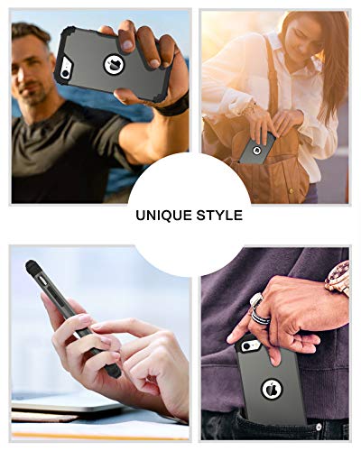 BENTOBEN for iPhone SE 2022 Case and Phone Case iPhone SE 2020, Heavy Duty 3 in 1 Full Body Rugged Shockproof Hybrid Hard PC Soft Rubber Bumper Drop Protective Girl Women Boy Men iPhone Cover,Gunmetal - color: Black/Gunmetal
