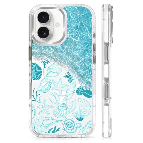 VisEnt Clear Case for iPhone 17, Magnetic Phone Case, Transparent Slim Cover, Military Grade Protection, Shockproof, Anti-Yellowing, Scratch Resistant, Ocean Wave Shell - color: Ocean Wave Shell, size: Iphone 17