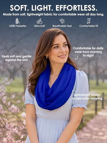 Pop Fashion Solid Color Hidden Zipper Pocket Scarf - Fashion Scarf for Women - All Seasons - color: Royal Blue