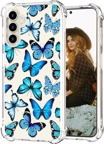 Hungo for Samsung Galaxy S23 Case (Clear Butterflies) | Thin Slim Cute Girly Skin Cases Protector with Airbag Bumper For Women Girls - color: Clear Butterflies, size: Galaxy S23