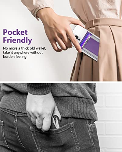 for MagSafe Wallet with Adjustable Stand, 9 Card Holder, Open ID Window - color: Purple