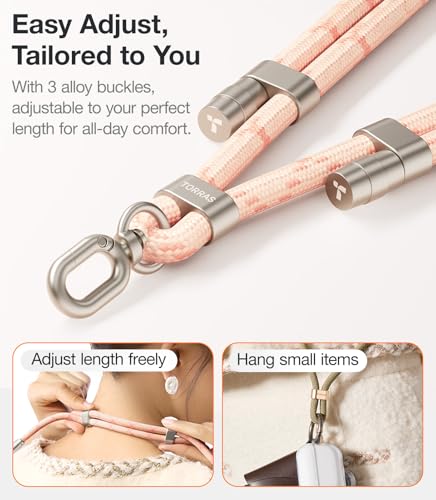 TORRAS Phone Lanyard Crossbody, Adjustable Anti-Theft Neck Strap, Pink - color: 7-pink