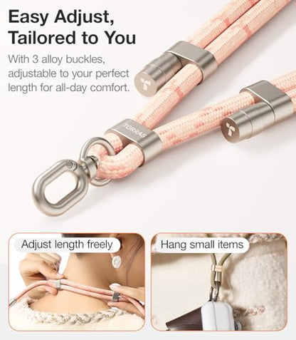 TORRAS Phone Lanyard Crossbody, Adjustable Anti-Theft Neck Strap, Pink - color: 7-pink