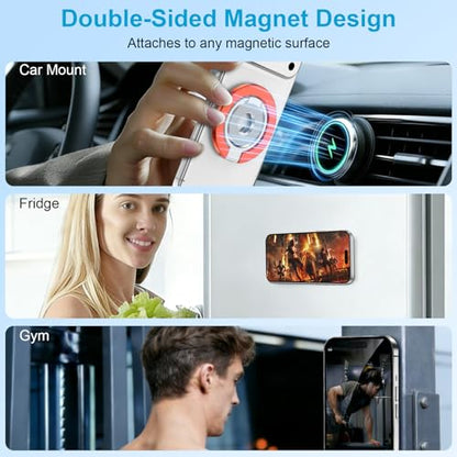 Magsafe Ring Stand, Dual-Sided Magnetic Phone Grip with Kickstand Loop - color: orange