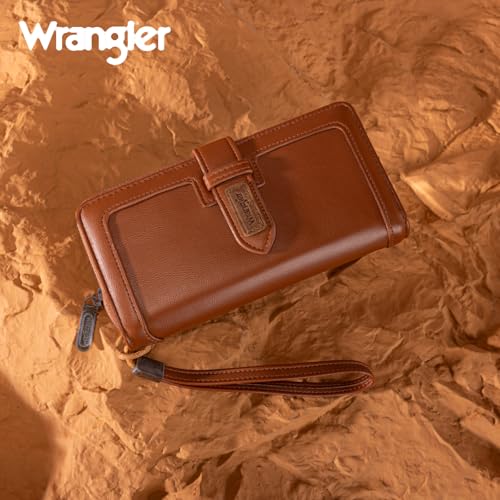 X Wrangler Women's Wallets Bifold Wristlet Wallets for Women Large Capacity Credit Card Wallet with ID Window - color: Brown