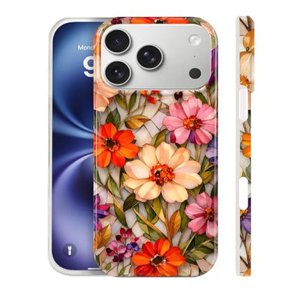 Case Compatible with iPhone 17 Pro Max, 2025 Anti-Yellow Ultra Transparent Soft TPU Phone Case, Shockproof Anti-Slip Slim Lightweight Full Coverage Protective (Glass Flowers) - color: Glass flowers