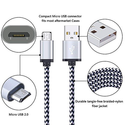 Micro USB Charger Cable, 5-Pack 6ft Micro USB Cable Cord Braided Fast