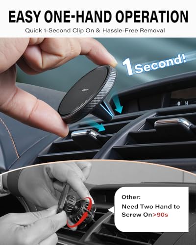 A2C Slim Magnetic Phone Holder for Car, Rental Car Essentials for Travel - style: Black
