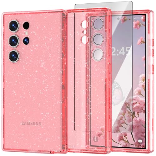 for Samsung Galaxy S24 Ultra case,Glitter Clear Case,Shockproof Bumper Protective Phone Cover,Designed for Galaxy S24 Ultra 5G 6.8 inch(Pink Bling) - color: Pink Bling, size: for Galaxy S24 Ultra