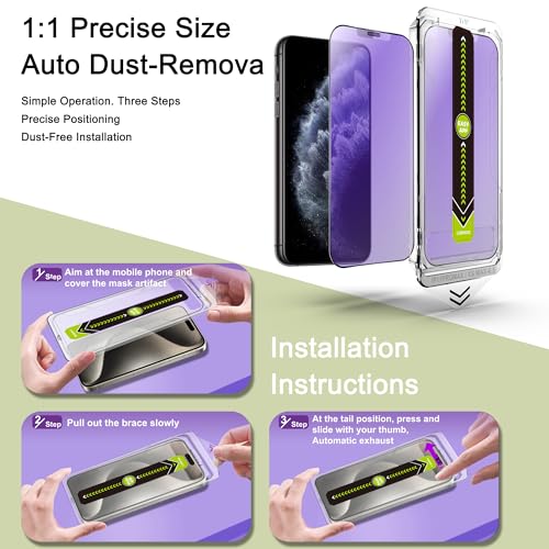 2-Pack Anti Blue Light Blocking Matte Screen Protector for iPhone 11 Pro Max/XS Max(5.8-Inch),Anti-Glare,9H Tempered Glass,Full Coverage,Anti-Fingerprint,Auto Dust Removal,Bubble-Free