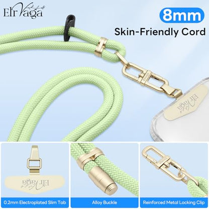 Adjustable Anti-Theft Phone Lanyard Neck & Crossbody Strap with 0.2mm Metal Tab & Comfort-Fit 8mm Rope (Mint Green) - color: Mint Green